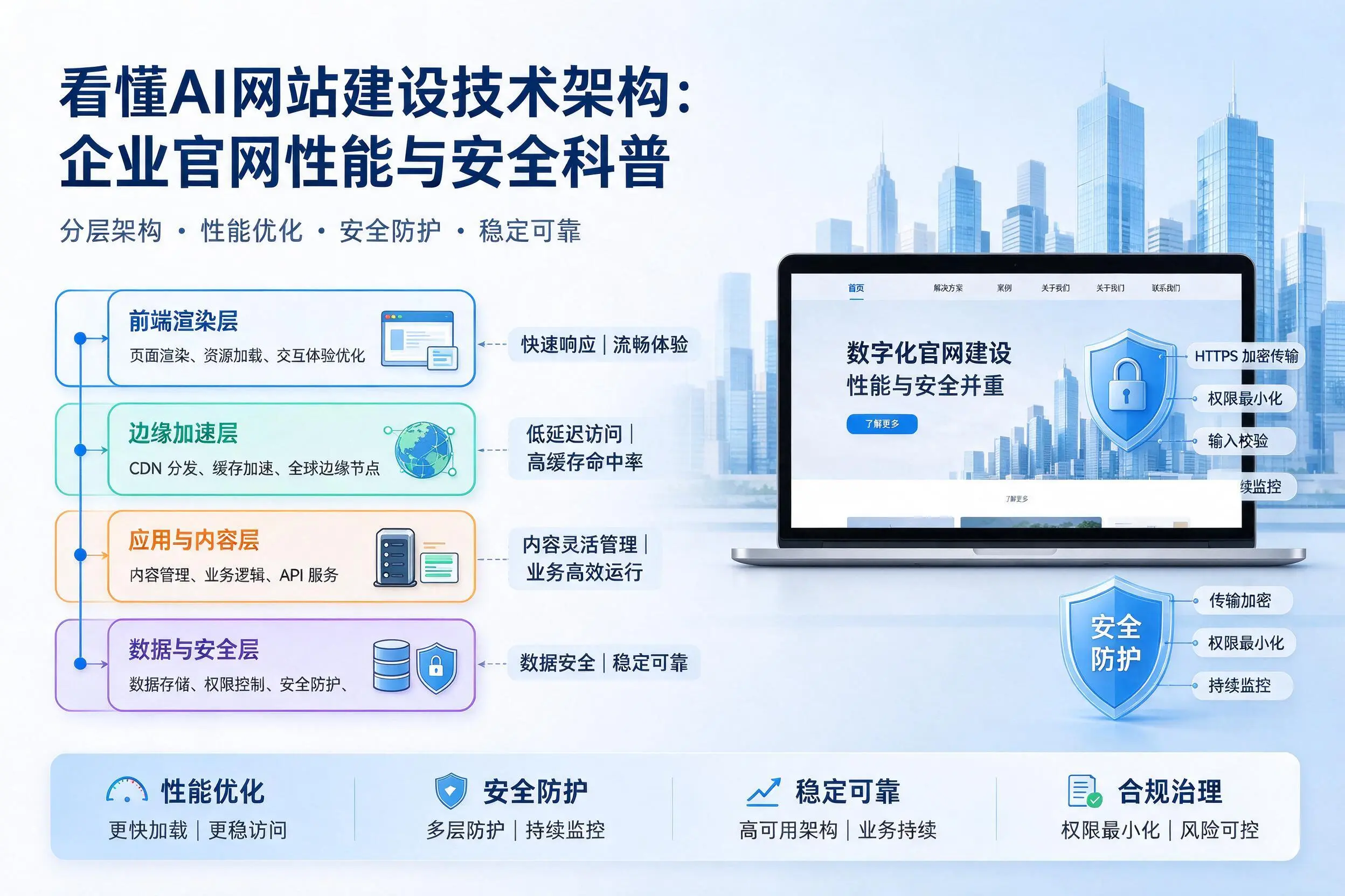看懂AI网站建设技术架构:湘西企业官网性能与安全科普