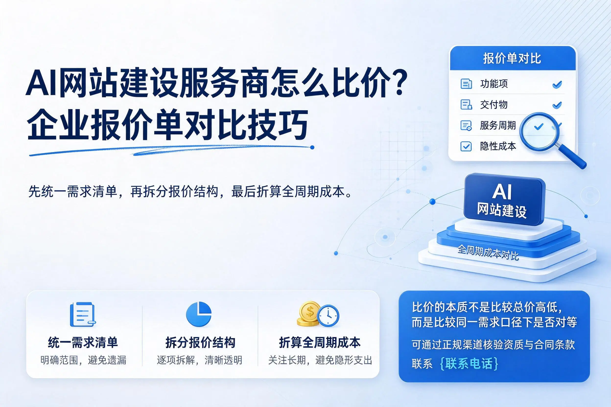 AI网站建设服务商怎么比价?湘西企业报价单对比技巧